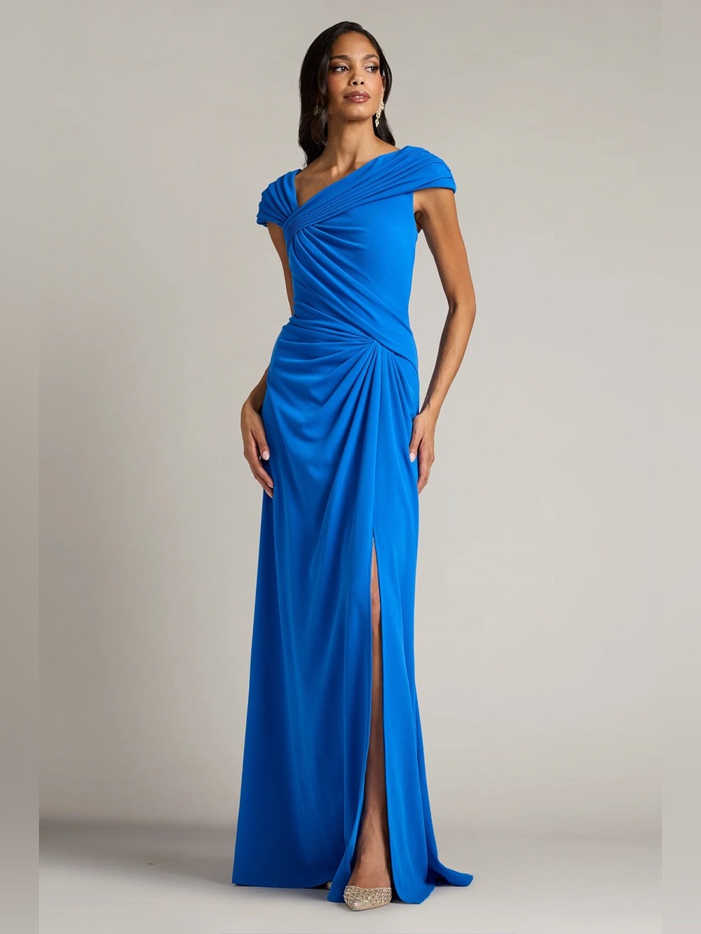 TADASHI SHOJI - MIREYA DRAPED CAP SLEEVE GOWN